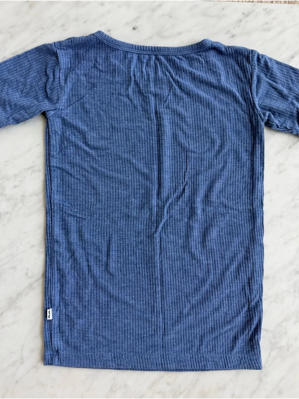 Little Sleepies Blue Ribbed Short Sleeve Pajama Set